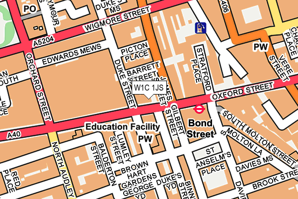 W1C 1JS map - OS OpenMap – Local (Ordnance Survey)