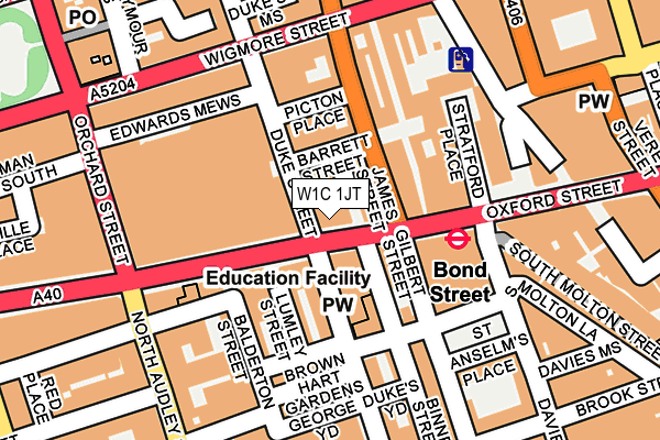 W1C 1JT map - OS OpenMap – Local (Ordnance Survey)