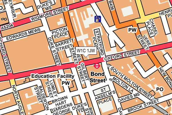 W1C 1JW map - OS OpenMap – Local (Ordnance Survey)