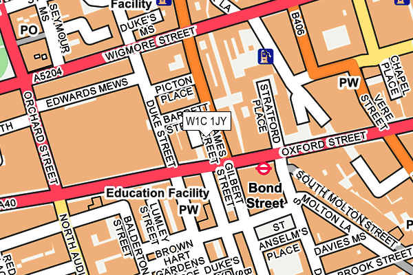 W1C 1JY map - OS OpenMap – Local (Ordnance Survey)