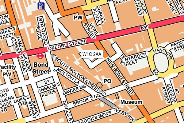 W1C 2AA map - OS OpenMap – Local (Ordnance Survey)