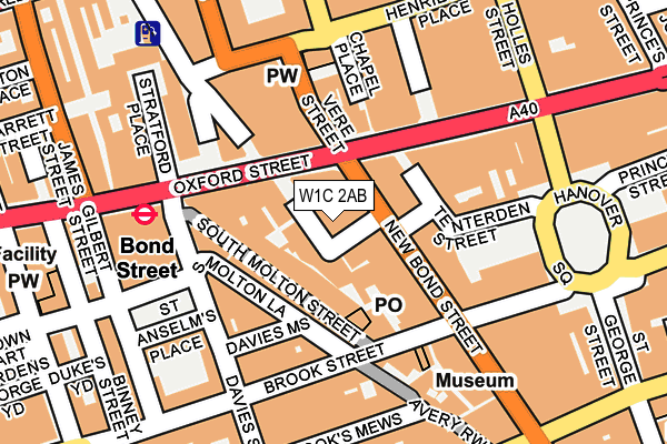 W1C 2AB map - OS OpenMap – Local (Ordnance Survey)