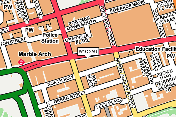 W1C 2AU map - OS OpenMap – Local (Ordnance Survey)