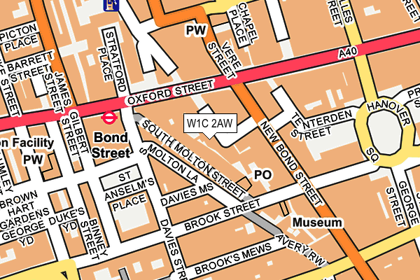 W1C 2AW map - OS OpenMap – Local (Ordnance Survey)