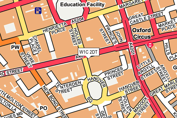 W1C 2DT map - OS OpenMap – Local (Ordnance Survey)