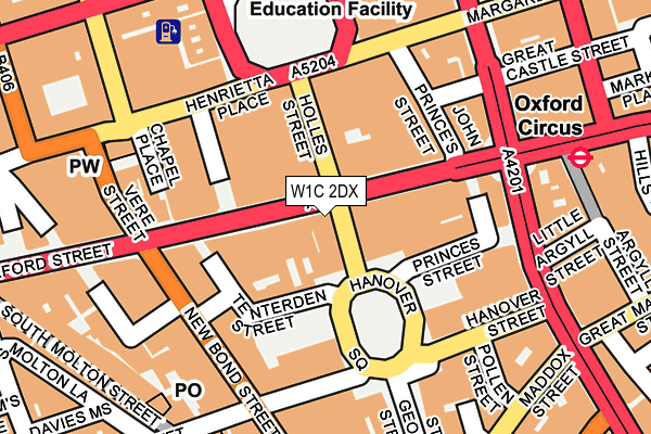 W1C 2DX map - OS OpenMap – Local (Ordnance Survey)