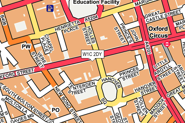 W1C 2DY map - OS OpenMap – Local (Ordnance Survey)