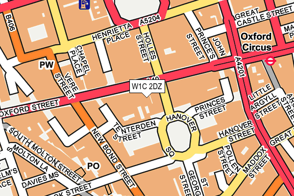 W1C 2DZ map - OS OpenMap – Local (Ordnance Survey)