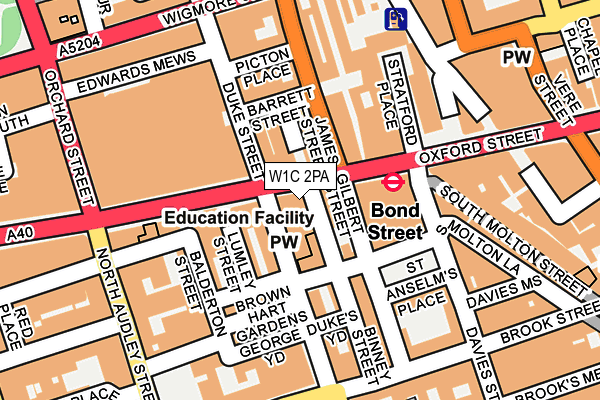 W1C 2PA map - OS OpenMap – Local (Ordnance Survey)