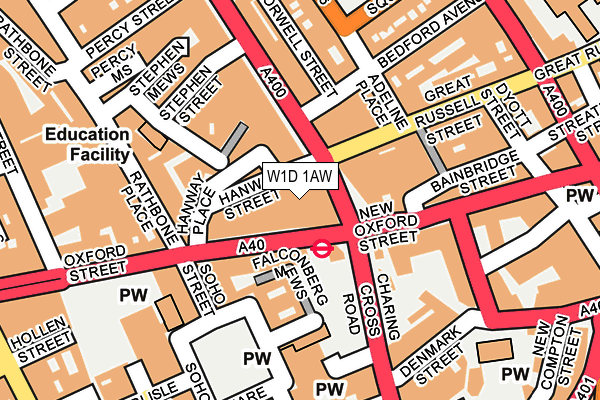 W1D 1AW map - OS OpenMap – Local (Ordnance Survey)