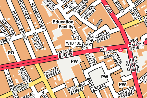 W1D 1BL map - OS OpenMap – Local (Ordnance Survey)
