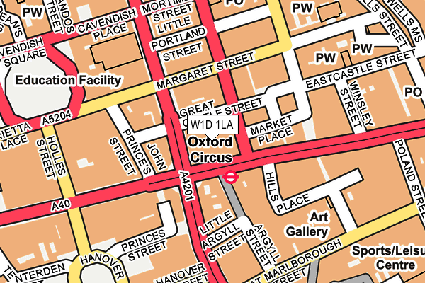 W1D 1LA map - OS OpenMap – Local (Ordnance Survey)