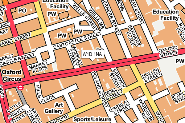 W1D 1NA map - OS OpenMap – Local (Ordnance Survey)