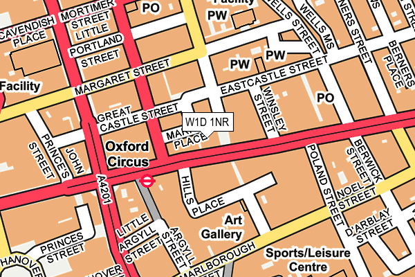 W1D 1NR map - OS OpenMap – Local (Ordnance Survey)