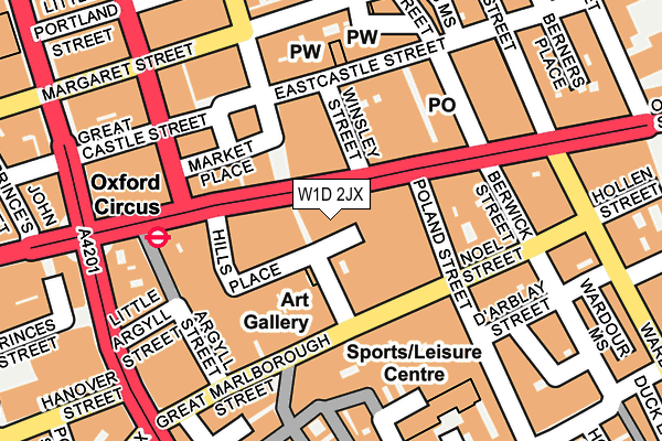 W1D 2JX map - OS OpenMap – Local (Ordnance Survey)