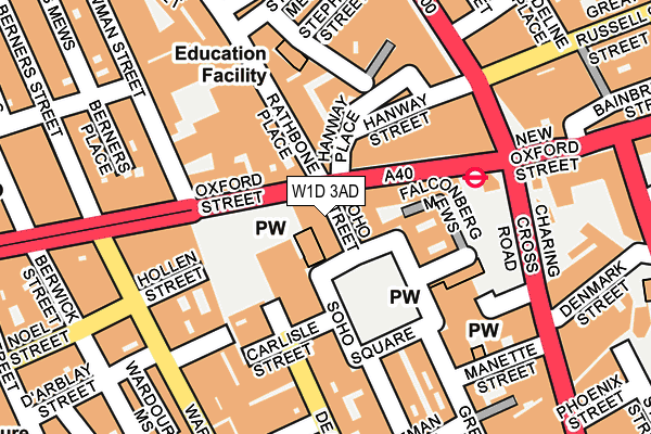 W1D 3AD map - OS OpenMap – Local (Ordnance Survey)