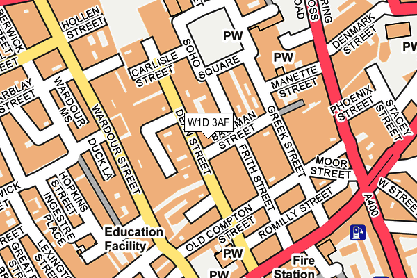 W1D 3AF map - OS OpenMap – Local (Ordnance Survey)