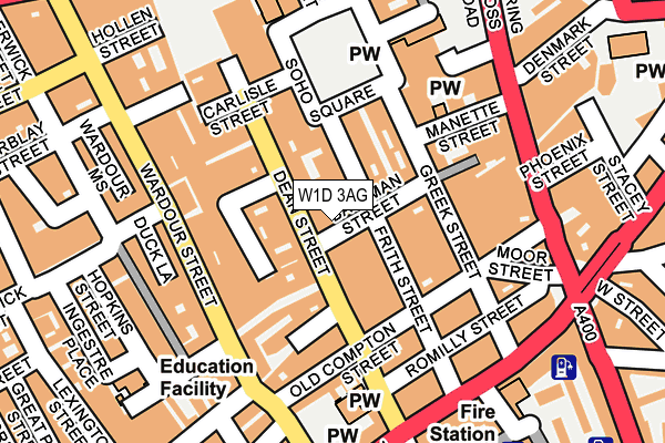W1D 3AG map - OS OpenMap – Local (Ordnance Survey)