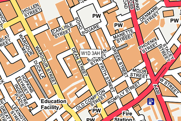 W1D 3AH map - OS OpenMap – Local (Ordnance Survey)