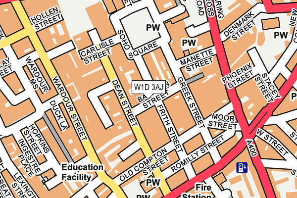 W1D 3AJ map - OS OpenMap – Local (Ordnance Survey)