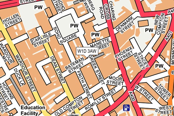 W1D 3AW map - OS OpenMap – Local (Ordnance Survey)