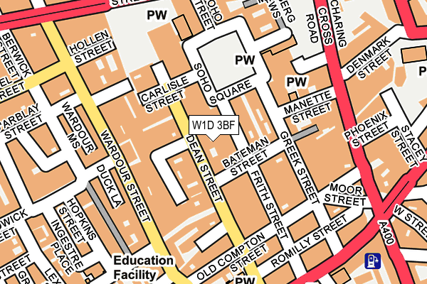 W1D 3BF map - OS OpenMap – Local (Ordnance Survey)