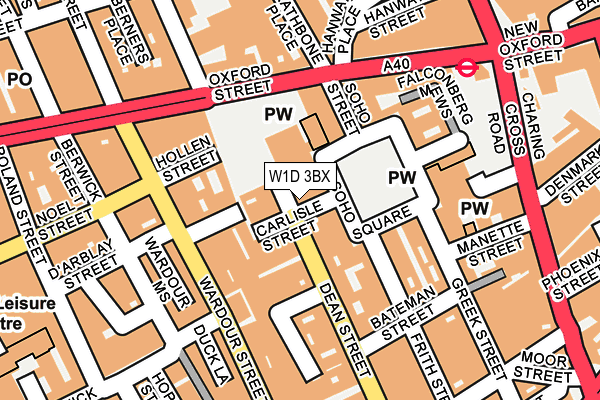 W1D 3BX map - OS OpenMap – Local (Ordnance Survey)