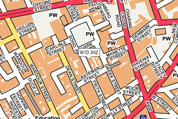 W1D 3HZ map - OS OpenMap – Local (Ordnance Survey)