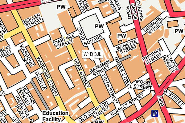 W1D 3JL map - OS OpenMap – Local (Ordnance Survey)