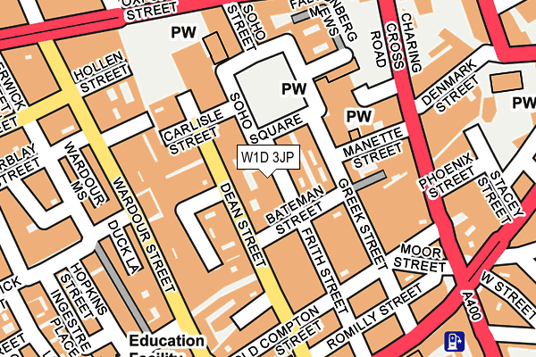 W1D 3JP map - OS OpenMap – Local (Ordnance Survey)