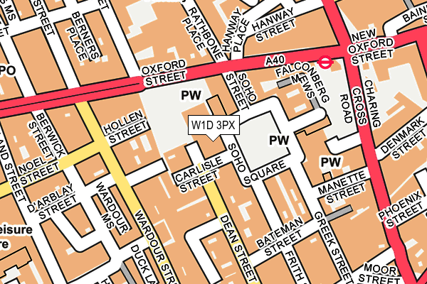 W1D 3PX map - OS OpenMap – Local (Ordnance Survey)