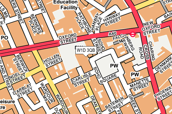 W1D 3QB map - OS OpenMap – Local (Ordnance Survey)