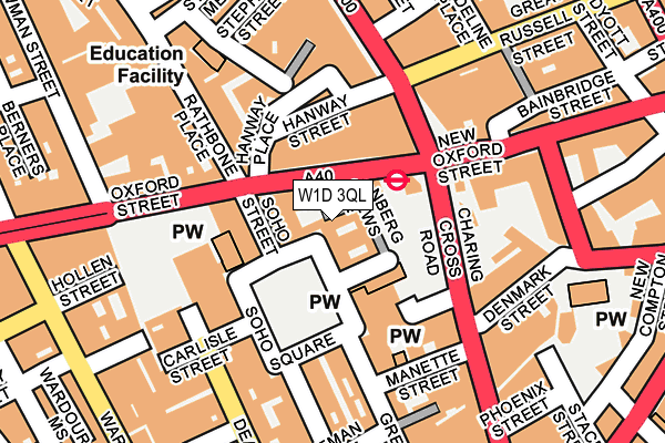 W1D 3QL map - OS OpenMap – Local (Ordnance Survey)