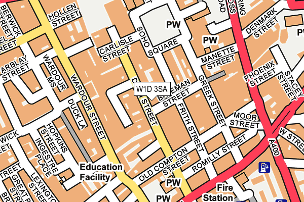 W1D 3SA map - OS OpenMap – Local (Ordnance Survey)