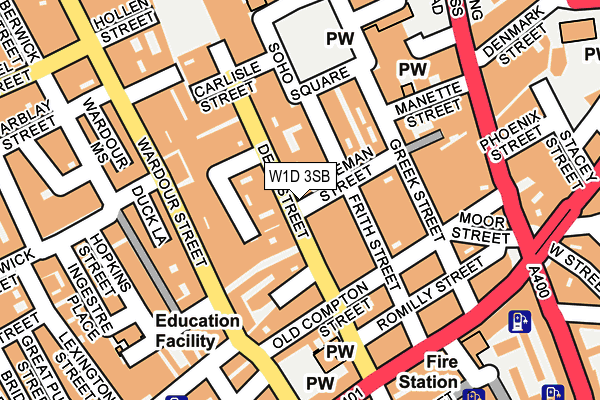 W1D 3SB map - OS OpenMap – Local (Ordnance Survey)