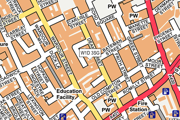 W1D 3SG map - OS OpenMap – Local (Ordnance Survey)