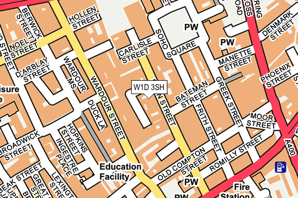 W1D 3SH map - OS OpenMap – Local (Ordnance Survey)