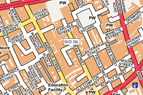 W1D 3SL map - OS OpenMap – Local (Ordnance Survey)