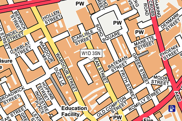 W1D 3SN map - OS OpenMap – Local (Ordnance Survey)