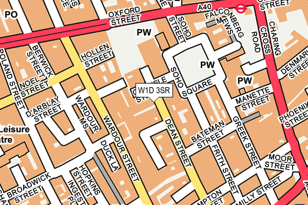 W1D 3SR map - OS OpenMap – Local (Ordnance Survey)
