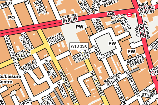 W1D 3SX map - OS OpenMap – Local (Ordnance Survey)