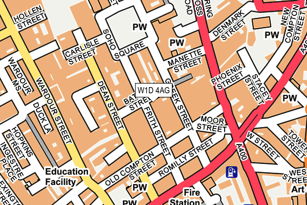 W1D 4AG map - OS OpenMap – Local (Ordnance Survey)