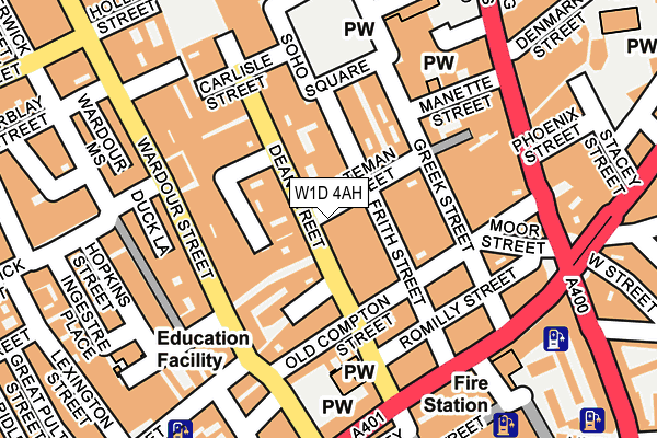 W1D 4AH map - OS OpenMap – Local (Ordnance Survey)