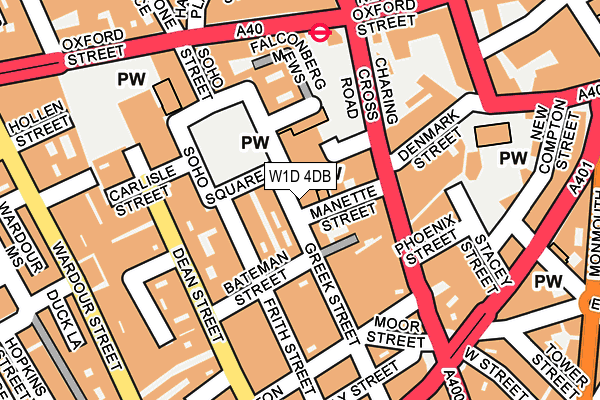 W1D 4DB map - OS OpenMap – Local (Ordnance Survey)