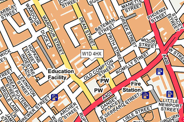 W1D 4HX map - OS OpenMap – Local (Ordnance Survey)