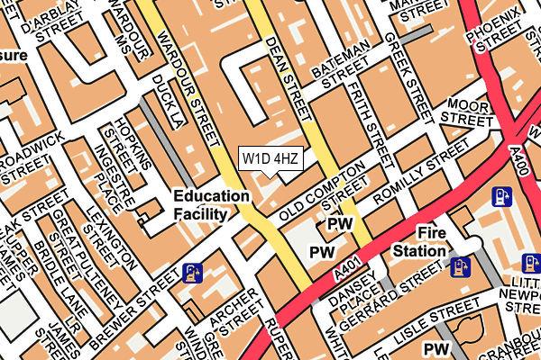 W1D 4HZ map - OS OpenMap – Local (Ordnance Survey)
