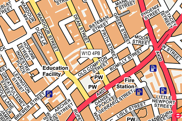 W1D 4PB map - OS OpenMap – Local (Ordnance Survey)