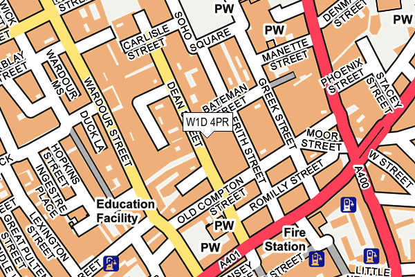 W1D 4PR map - OS OpenMap – Local (Ordnance Survey)