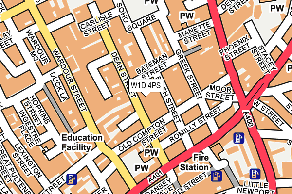 W1D 4PS map - OS OpenMap – Local (Ordnance Survey)