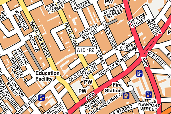 W1D 4PZ map - OS OpenMap – Local (Ordnance Survey)